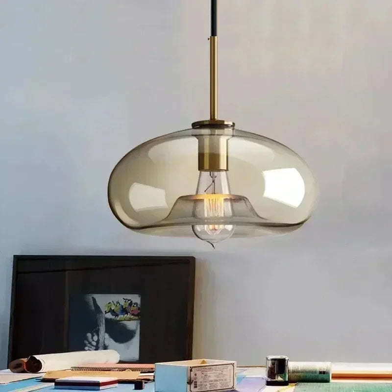 Nordic Glass Pendant Light Cognac for Dining Room