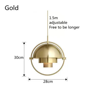 Danish Style Multi Shade Brass Pendant Light 28cm for Dining Room