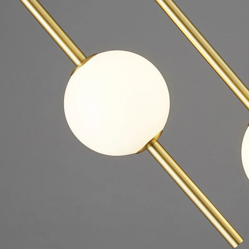 Nordic Glass Pendant Light with Brass Rod