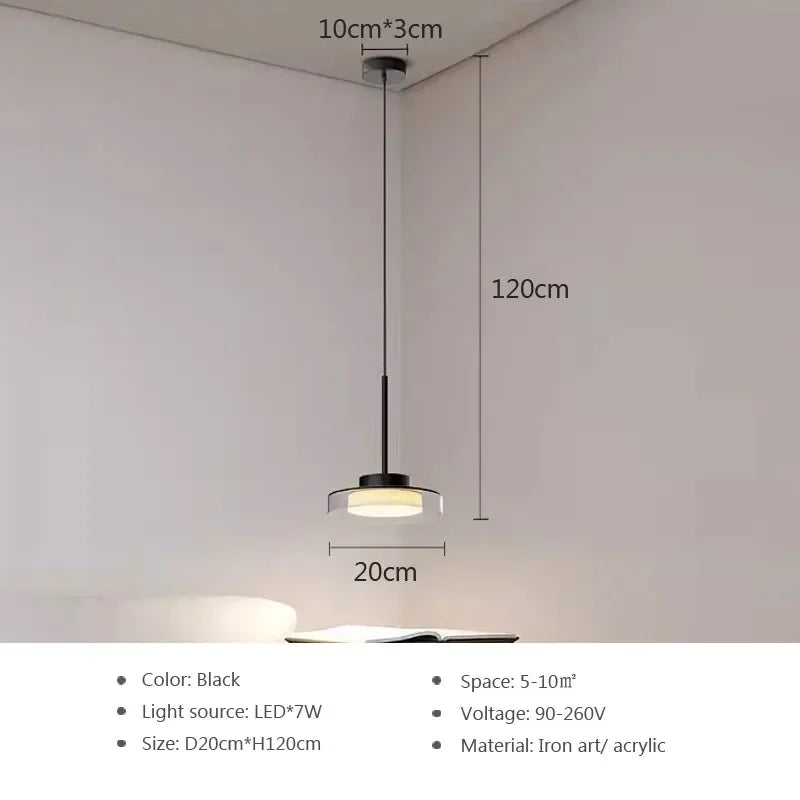 Lámpara Colgante Minimalista de Hierro y Acrílico para Comedor