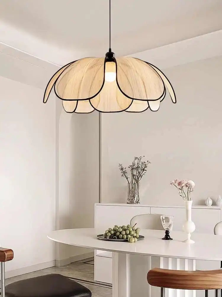 Vintage Hand Woven Fabric Lotus Chandelier for Dining Room and Bedroom