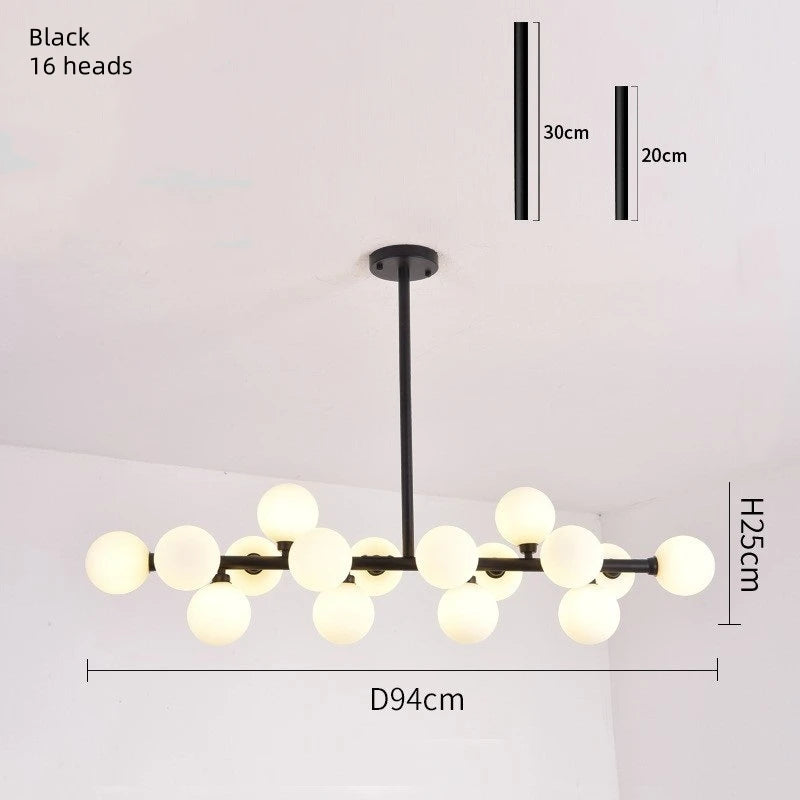 Candelabro Anillo Escandinavo con Lámpara Colgante de Bola de Cristal para Sala de Estar y Comedor