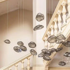 Nordic Designer Smoke Gray Cloud Glass Hanging Chandelier Hotel Living Room Art LED Pendant Lamp Staircase Decor Lights Fixtures