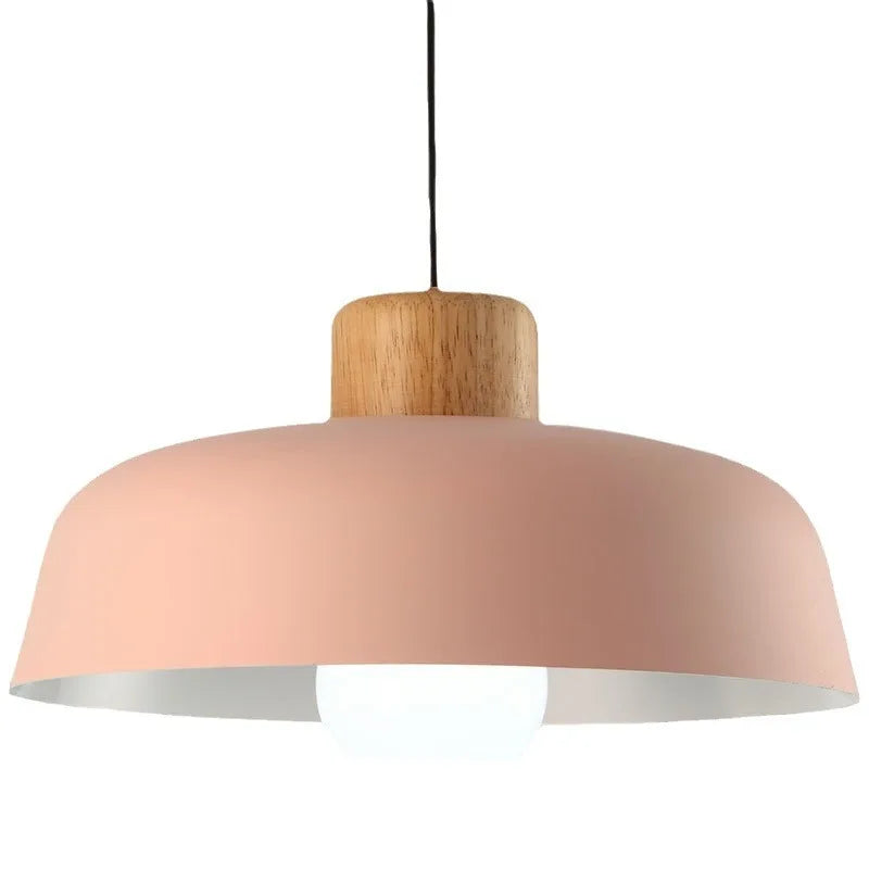 Lámpara Colgante Nórdica de Madera y Metal para Comedor