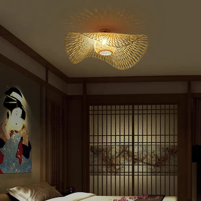 Bohemian Bamboo Pendant Light for Dining Room
