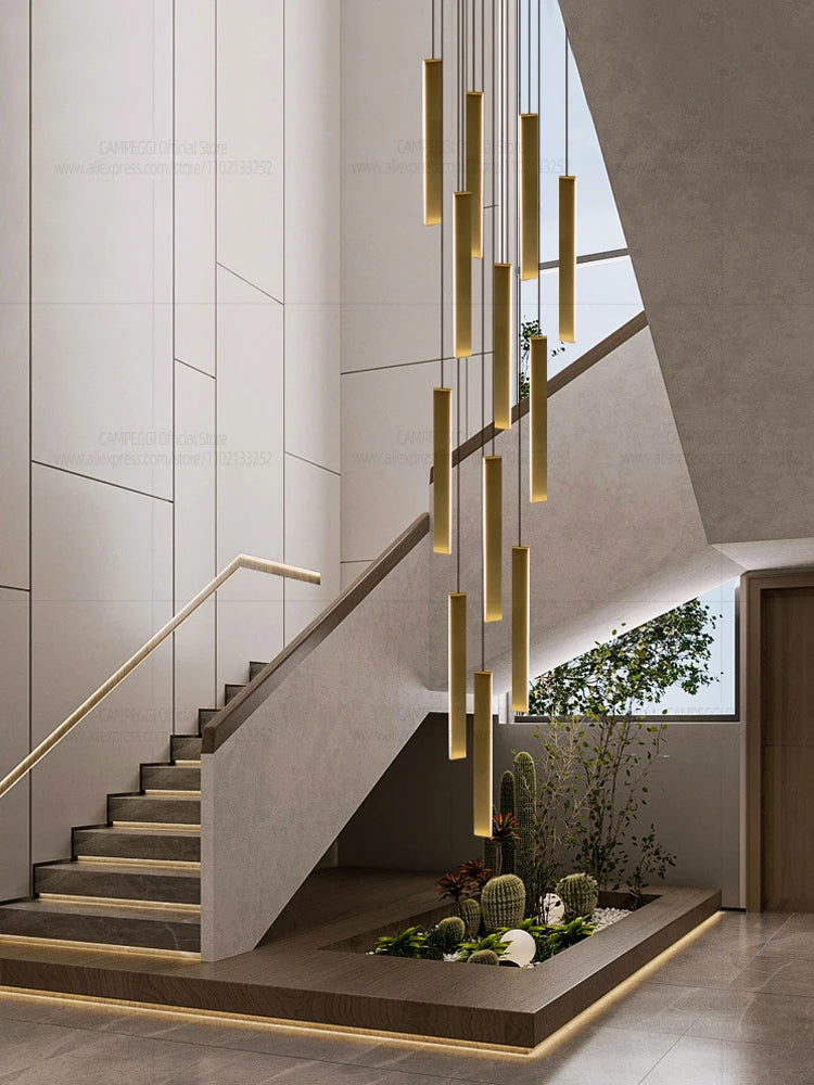 Lámpara colgante minimalista de aluminio para escalera
