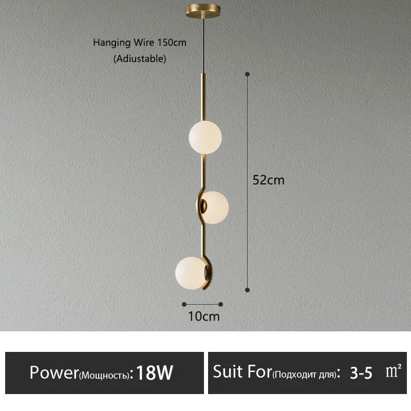 Lámpara colgante minimalista de hierro y cristal para sala de estar