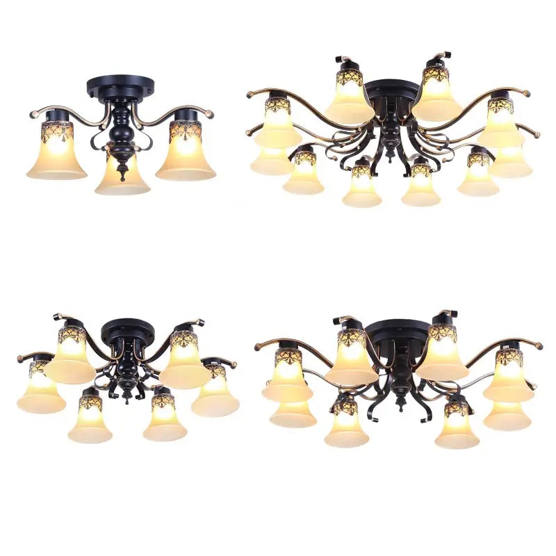Lámpara colgante de araña vintage de cristal para iluminación interior de sala de estar, dormitorio, cocina, candelabros retro, accesorios de iluminación tipo loft
