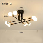 Modern Gold Sputnik Semi Flush Ceiling Light for Bedroom and Living Room