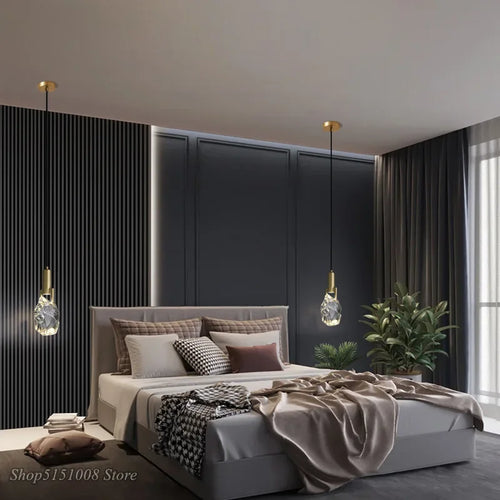Crystal Glass Pendant Light for Bedroom & Dining