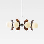 Retro Glass Pendant Light with Amber Accents