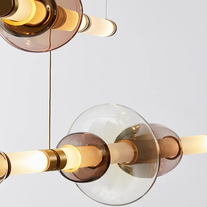 Minimalist Glass Pendant Light with Brass Accents