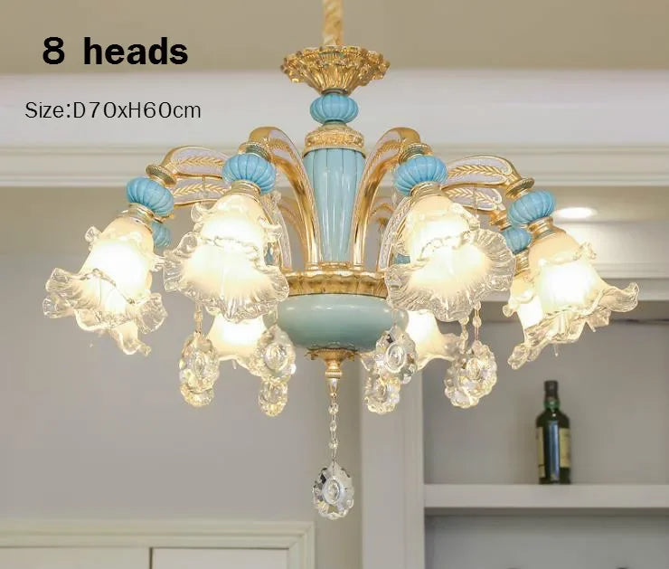 Modern Nordic Ceramic Chandelier with Crystal Drops