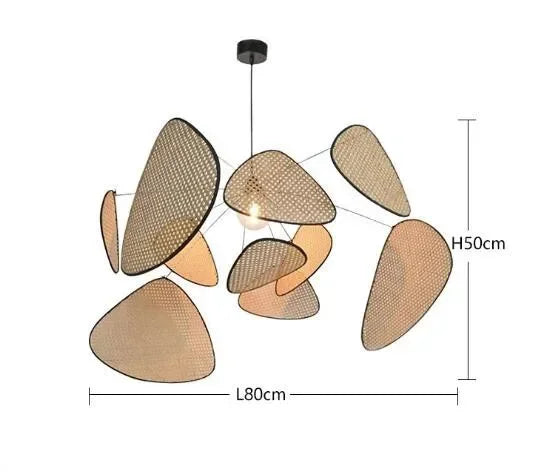 Araña de techo LED moderna y creativa con forma de pétalo de ratán, lámpara colgante de sauce, para sala de estar, dormitorio, té, decoración de iluminación interior
