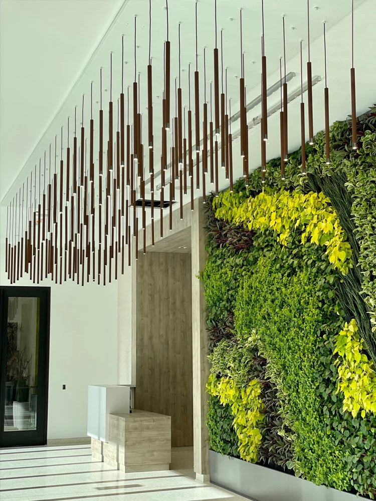 Lámpara colgante de madera minimalista para escalera