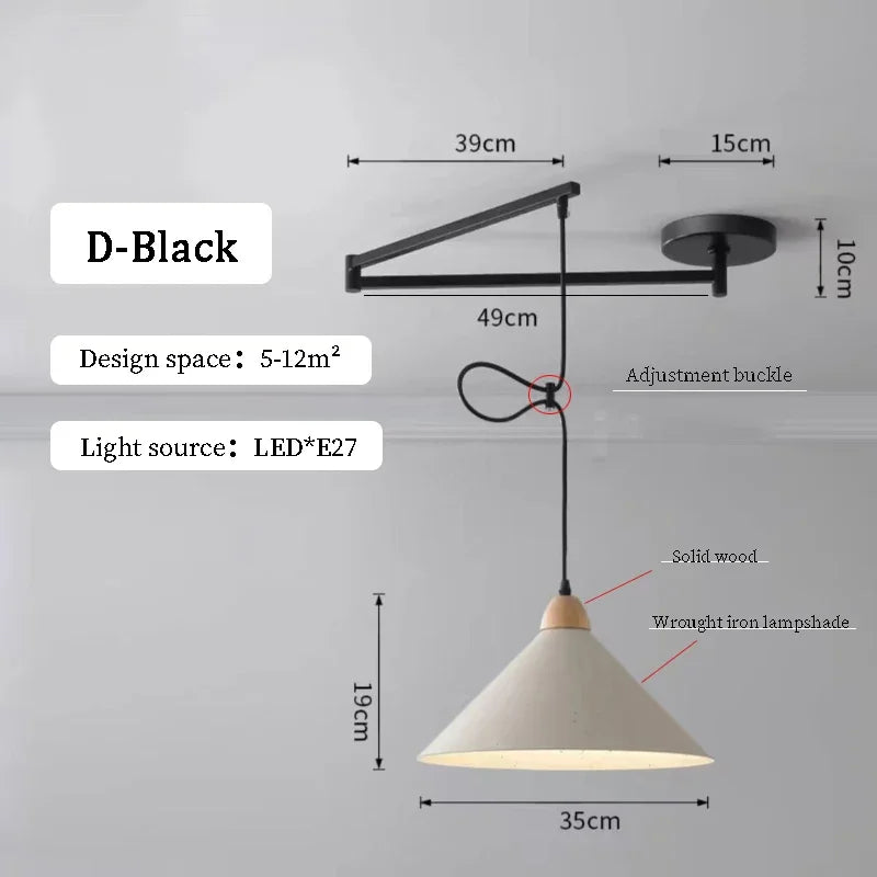 Nordic Iron Swing Arm Pendant Light for Dining Room