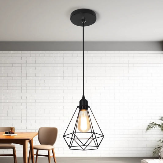 Industrial Iron Geometric Pendant Light for Dining