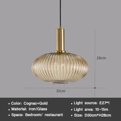 Vintage Striped Glass Pendant Light in Green Gray and Amber for Kitchen Island