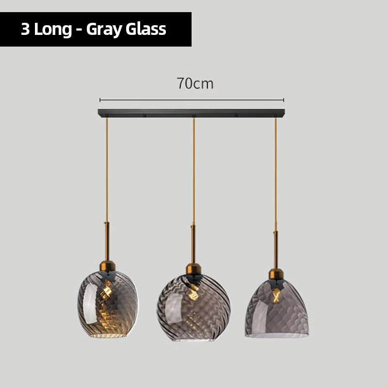 Modern Swirl Glass Pendant Light in Smoked Gray and Amber for Kitchen Island