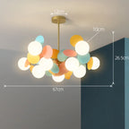 Colorful Branch Chandelier with Opal Glass Balls for Kids Room and Living Room