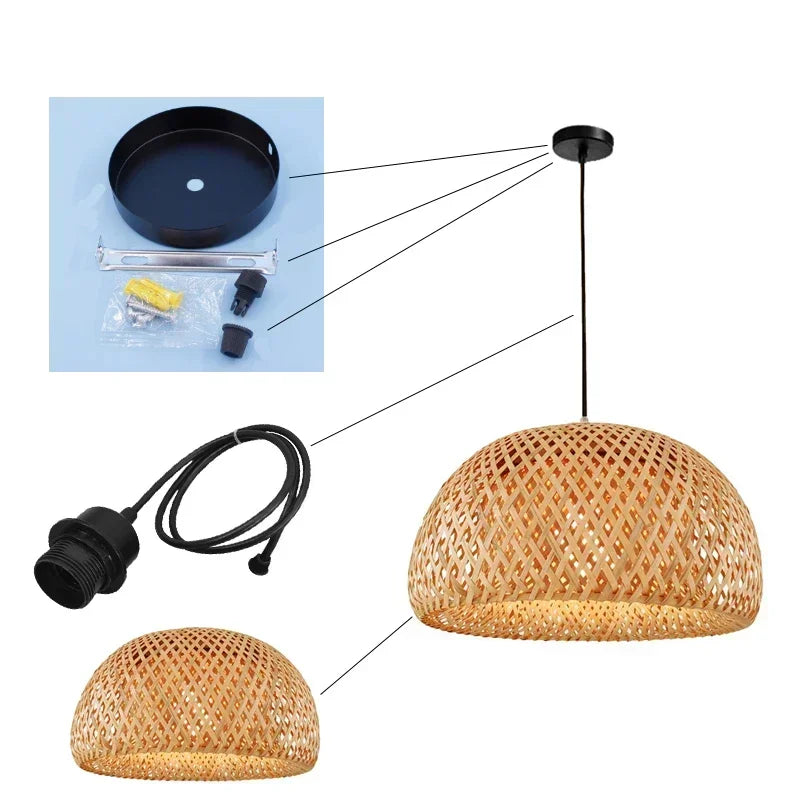 Bohemian Bamboo Rattan Pendant Light Woven
