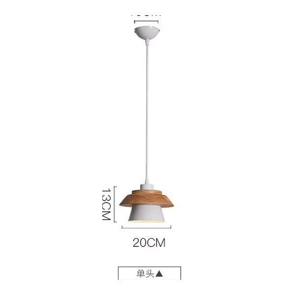 Nordic Wood and Macaron Metal Two Tier Pendant Light for Dining Nook
