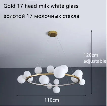 Modern Ring Glass Ball LED Chandelier Iron Frame