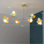 Colorful Branch Chandelier with Opal Glass Balls for Kids Room and Living Room