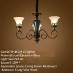 Vintage Ceramic Iron Chandelier Pendant Light
