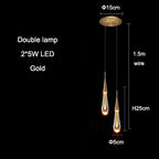Modern Water Drop Led Pendant Lamp Gold/Black/Brass Crystal Glass Pendant Light Living room Bedroom Bedside Small Chandelier