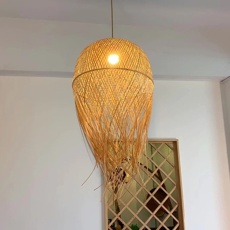 Retro Rattan Pendant Light for Kitchen & Dining
