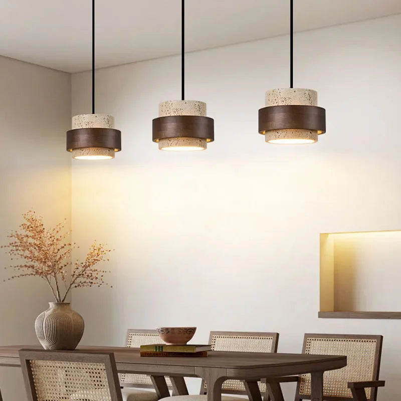 Nordic Wood Stone Pendant Light for Dining Room
