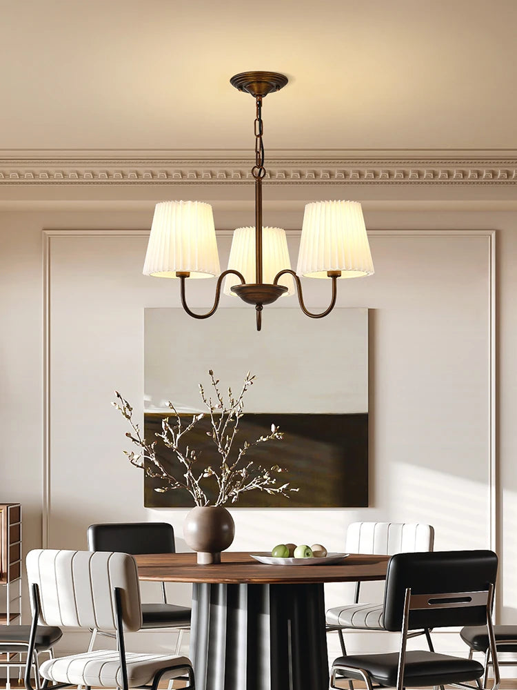 Lámpara colgante retro americana, luz principal para sala de estar, luz para dormitorio, luz para comedor, estilo rústico, simple, creativa, plisada 2025