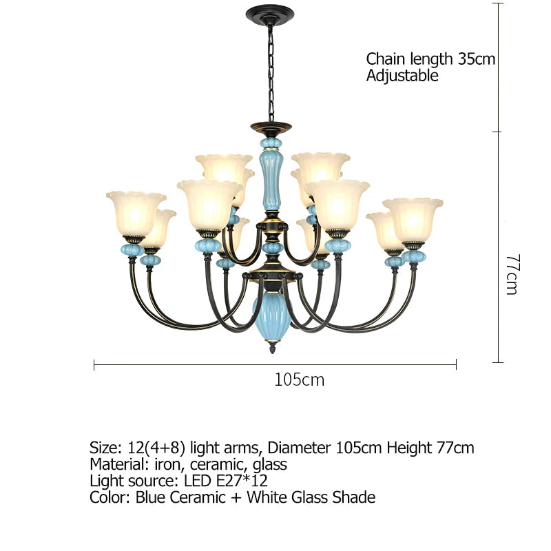 Retro Rustic Ceramic Chandelier Dining Room