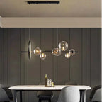 Modern Glass Bubble Linear Chandelier in Black for Dining Table