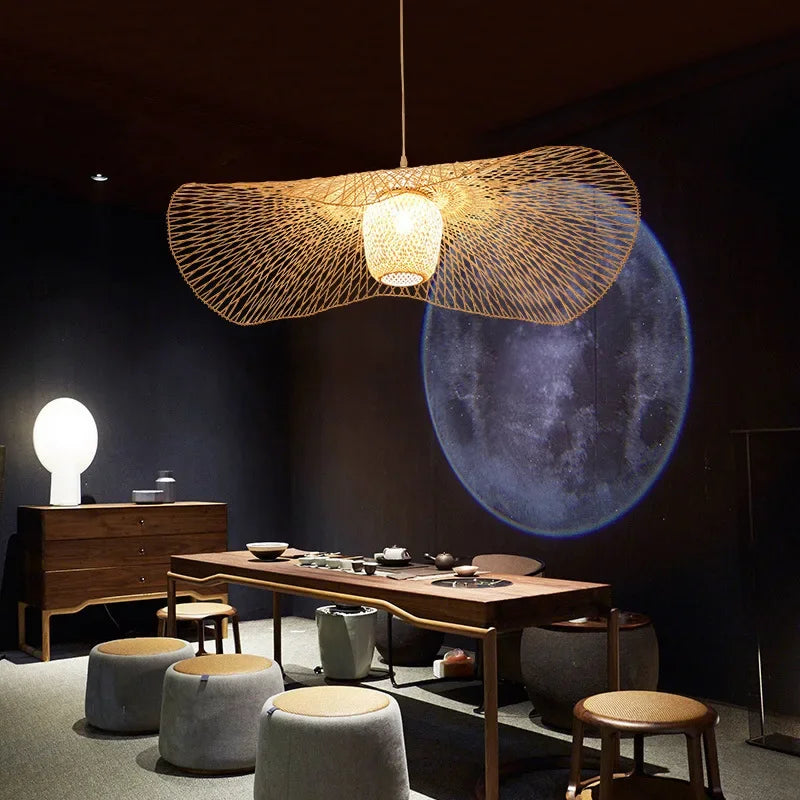 Bohemian Bamboo Pendant Light for Dining Room