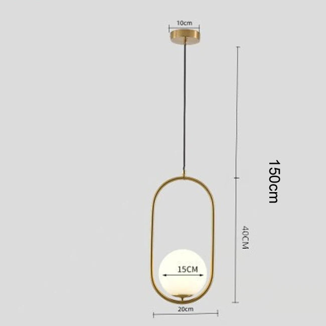 Nordic Glass Ball Pendant Light Brass Iron Hanging Lamp