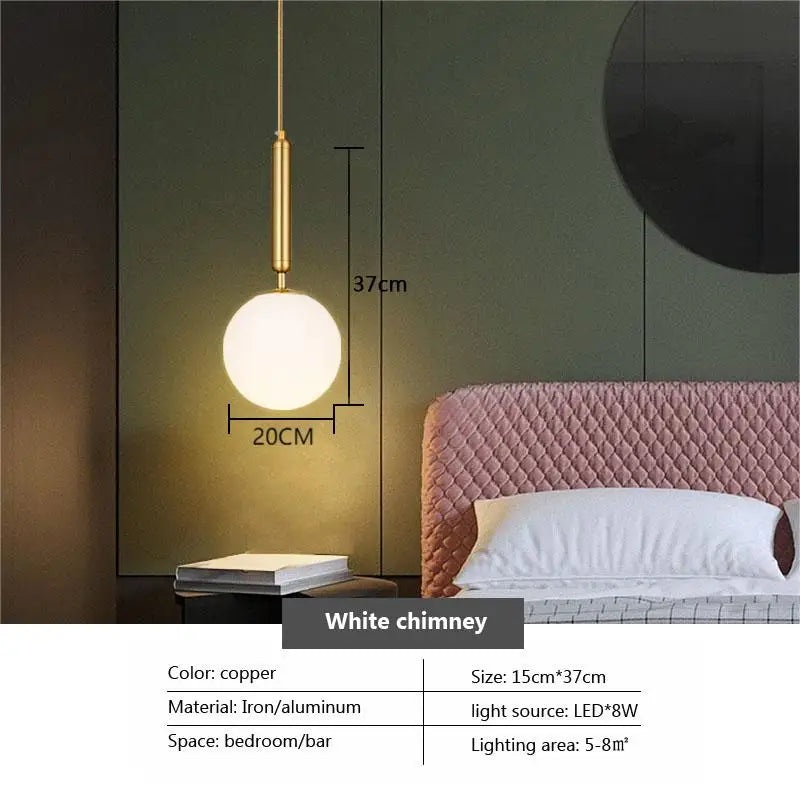 Nordic Brass Glass Pendant Light for Dining Room