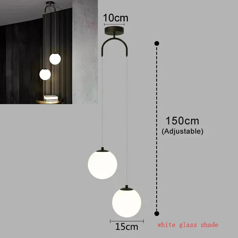 Nordic Glass Ball Pendant Light Brass Iron Hanging Lamp