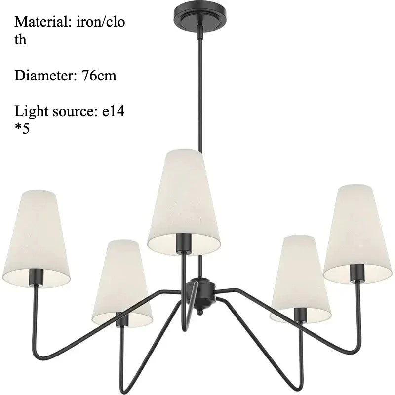 Nordic Iron Pendant Light with Fabric Shades