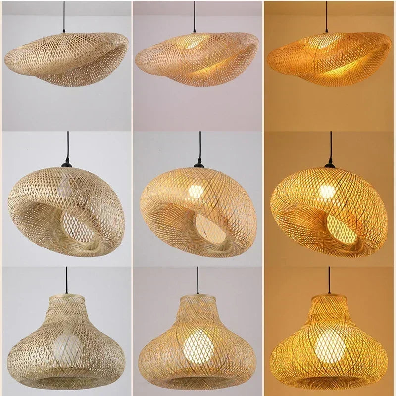 Bohemian Bamboo Rattan Pendant Light Woven