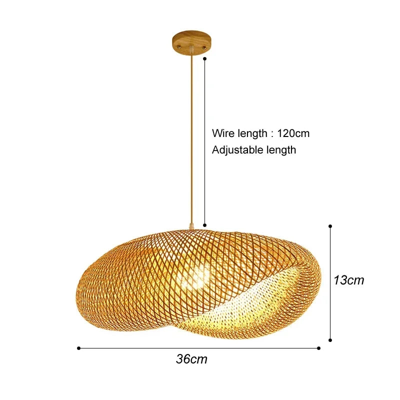 Bohemian Bamboo Rattan Pendant Light Woven