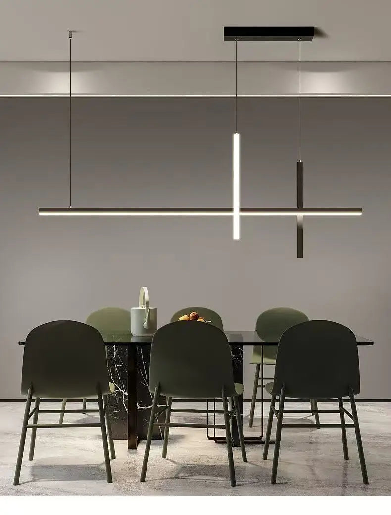 Minimalist Linear Iron Pendant Light for Dining Room