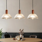 Vintage Glass Pendant Light with Iron Base