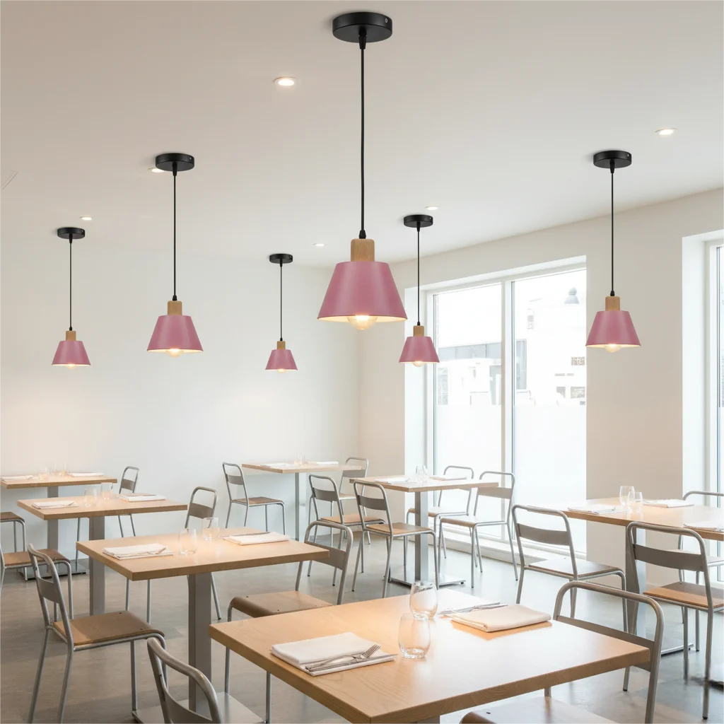 Nordic Metal Pendant Lamp with Wood Accent