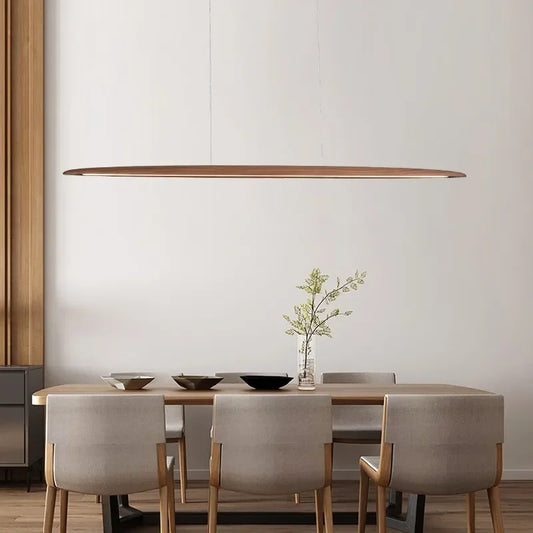Nordic Wood Pendant Light Linear LED Hanging Lamp