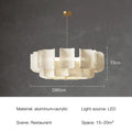 Wabi Sabi Textured Panel Ring Chandelier in Cream White for Living Room