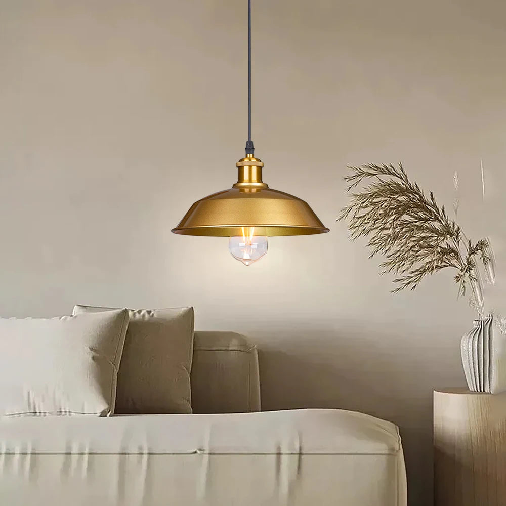 Industrial Gold Barn Dome Pendant Light for Kitchen Island and Cafe