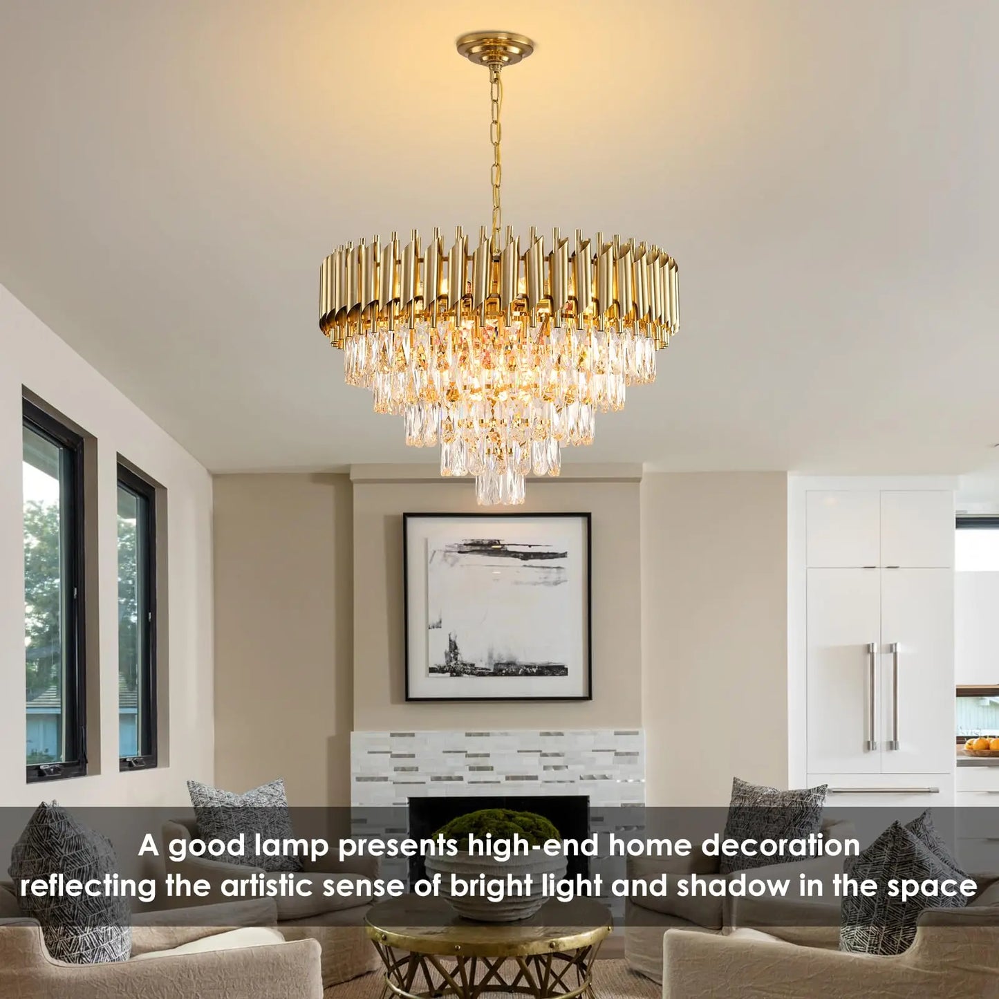 Modern Stainless Steel Circular Chandelier