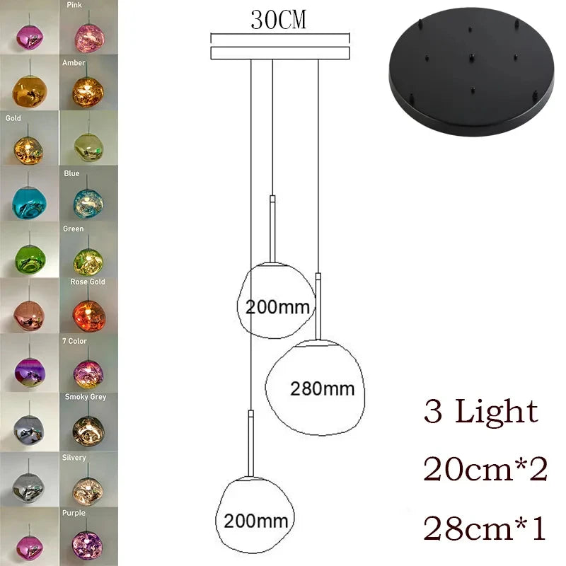 Nordic Glass Pendant Light - Lava Design Hanging Lamp